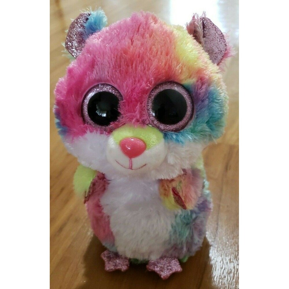HugFun Plush Toy Rainbow Colors Glitter Sparkly Big Eyes Stuffed Animal